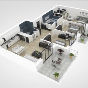 Maquete Planta Humanizada para Lançamentos Imobiliários | Incorporadoras, Arquitetura e Engenharia